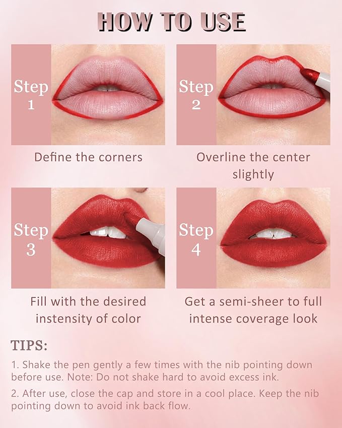 Lip Liner Stain Pen-1Pcs Rose Pink Hydrating Lip Tint, Longlasting Waterproof Smudgeproof lip tint stain Lip Color, Matte Lip Stain Liquid Lip Liner Pencil, Lip Makeup Gift for Women-03