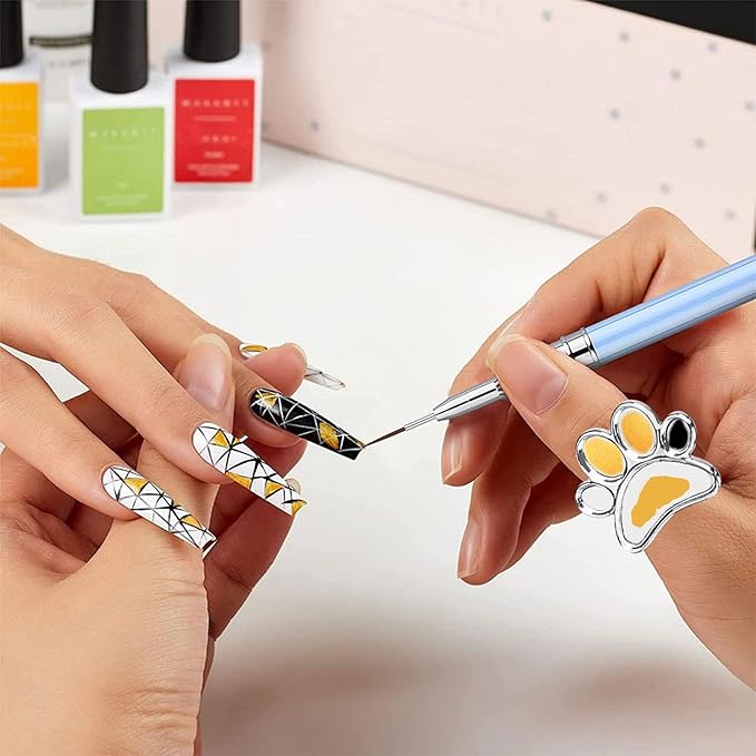 4 Pack Mini Nail Paint Art Palette Finger Rings Metal Manicure Palette Tools Makeup Palettes, Nail Art Palette Nail Polish Palette
