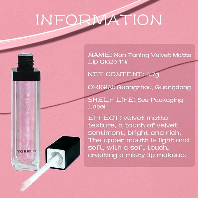 Lip Set, Lip Stain Long Lasting Waterproof, Lightweight, Non-sticky, High Shine Finish, Super Natural #11