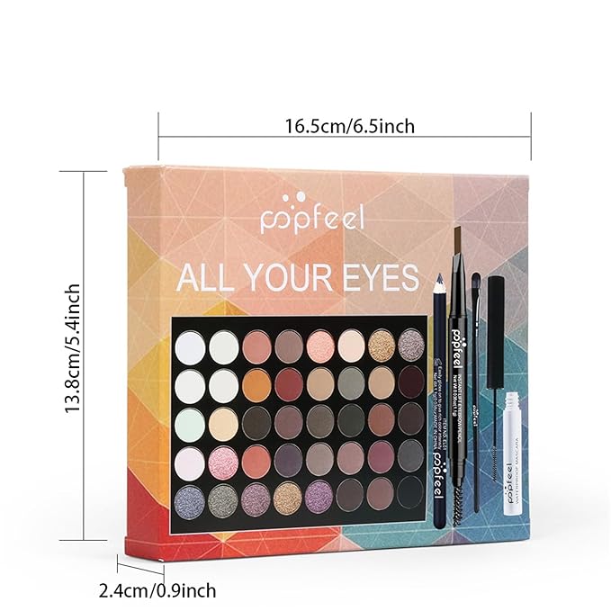 Eye Makeup Kits for Women, Eye Makeup Set for Beginners, Mother's Day Gifts for Mom, Makeup Essential Bundle Includes Eyebrow Pencil, Eyeliner Pen, Mascara, Eyeshadow Palette with Eye Brush