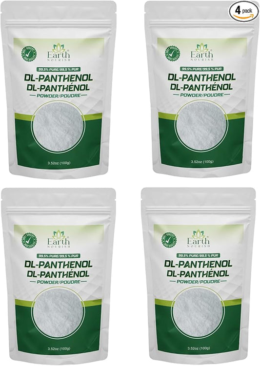 DL-Panthenol Powder 3.52oz / 100g - Provitamin B5 for Hair, Skin & DIY Cosmetics (Pack of 4)