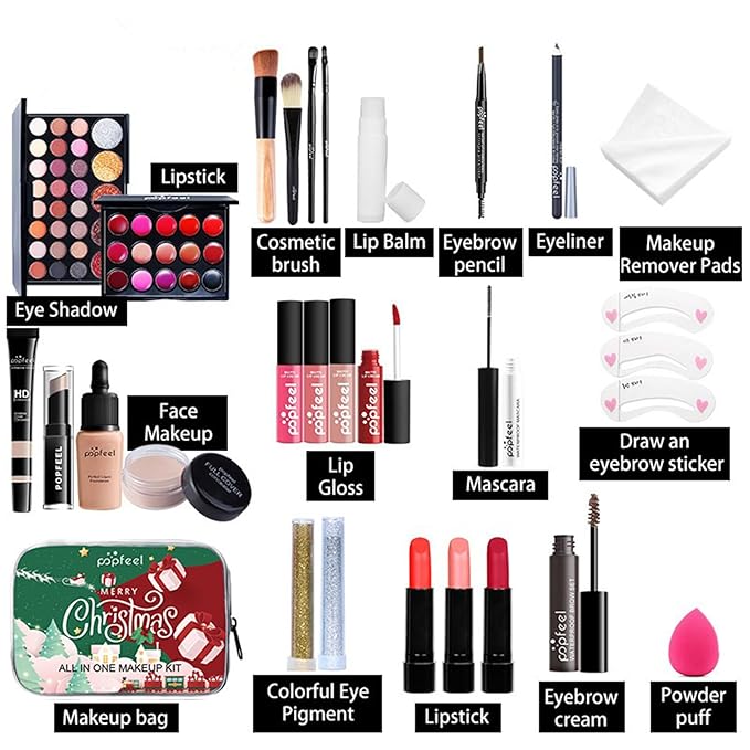 All in One Makeup Kit for Women Full Kit, Mother's Day Gifts Set for Women Girls, Makeup Essential Bundle Include Eyeshadow Palette Lipstick Blush Foundation Concealer Mascara Eyebrow Pencil