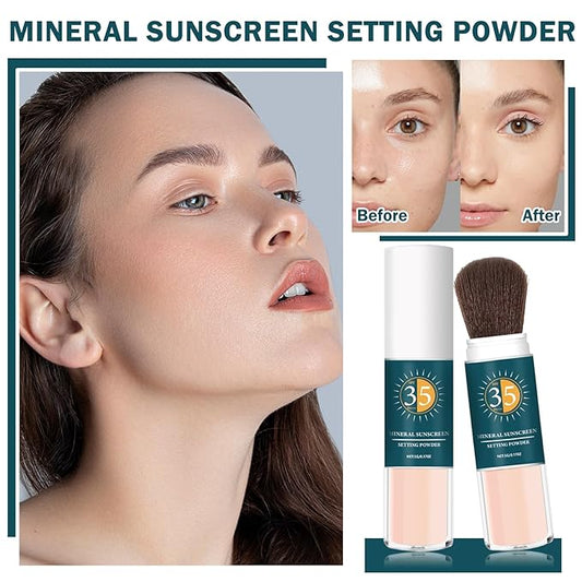 Mineral Sunscreen Powder SPF Powder for Face Oil Control Long Lasting Sunscreen Powder for Face Natural Light Breathable Translucent Powder Setting Powder Makeup - 04 Pink