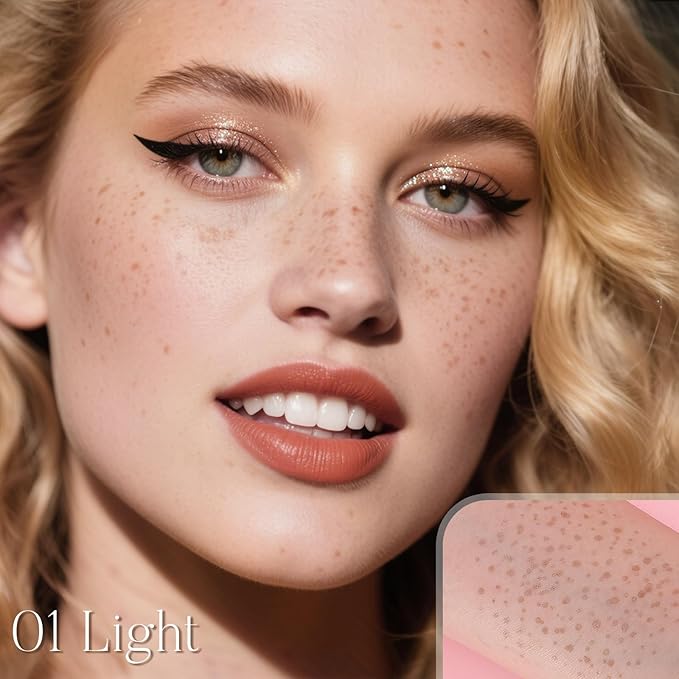 DAGEDA Eyeliner Freckle Pen, 2 in 1 Light Brown Freckle Stamp and Black Liquid Eyeliner, Waterproof, Natural Lifelike Freckles Makeup, Soft Sopt Pen Magic Fake Freckles