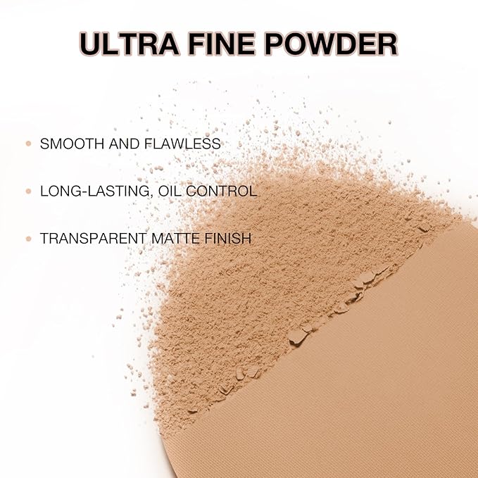 Matte Pressed Powder, Wet & Dry Concealer Foundation, Oil Control Flawless Setting Powder, Portable Face Makeup Compact with Puff Applicator