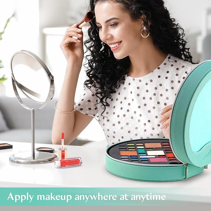 Color Nymph Starter Makeup Kits for Teens Girls With Reusable Case, Beginner Makeup Sets for Preteen, Birthday Valentines Day Makeup Gift Including 38-Colors Eyeshadows Lipglosses Brushes(Green)
