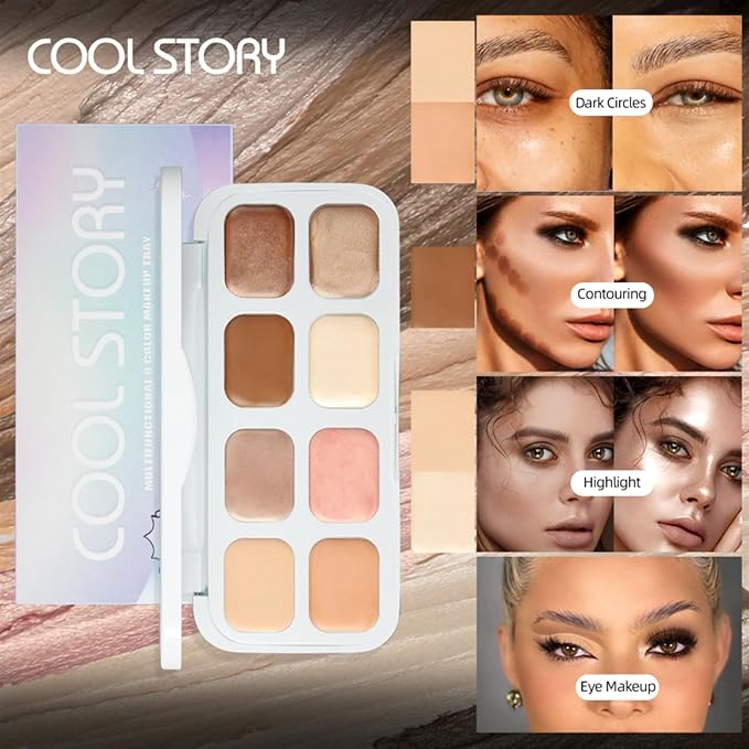 8-Color Cream Eyeshadow Palette for Older Woman – Makeup Palette for Eyes & Face | Waterproof, Blendable (Matte, Shimmer, Satin) | All Skin Types (Mature, Aging Skin)