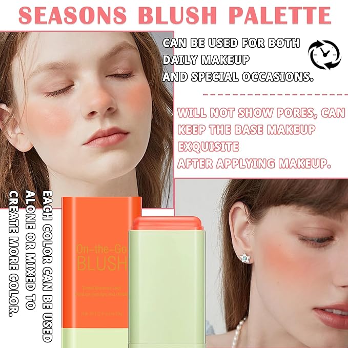 Blush Cream for Cheeks,Face Matte Contour Blush Makeup,Buildable Shimmer Facial Cheek Blusher Shades,Blendable Cosmetic Makeup Blush 02