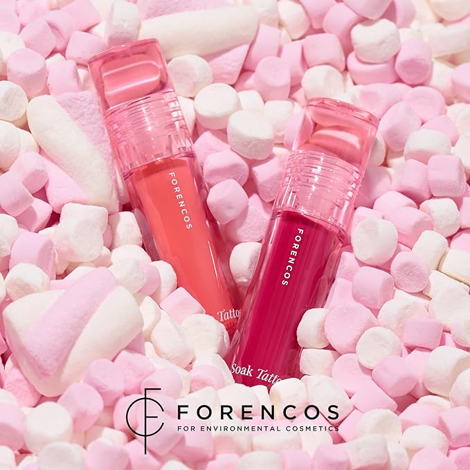 FORENCOS Soak Vegan Lip Tint/Stain, Water Gel Formula, Weightless & Non-sticky Finish, Vivid Color, Smudge-proof, Cruelty-Free, Korean Makeup, Waterproof, 0.11 oz (11 Sweety)