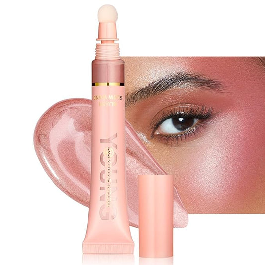 YOUNG VISION Shimmer Blush Wand - Liquid Cream Blush, Radiant Peach Sparkle, 0.33 fl oz