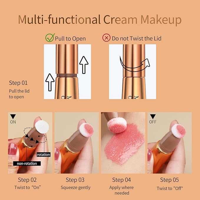 Contour Beauty Wand, Liquid Face Concealer Contouring/Highlighter/Blusher Stick with Cushion Applicator, Long Lasting Natural Matte Finish, Lightweight Blendable Silky Cream Contour Stick