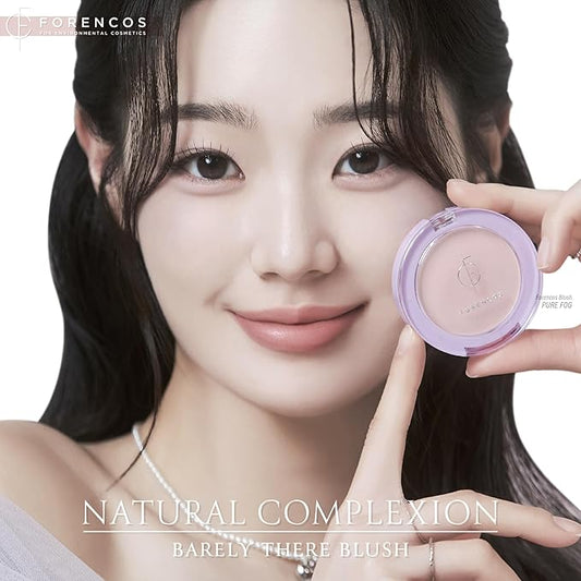 FORENCOS Matte Blush Set (Puff Included), Long Lasting Korean Blush Power, Zero Sebum Shine, Flawless Finish, Easy Blending, Lightweight & No Cakey Residue (PURE FOG)
