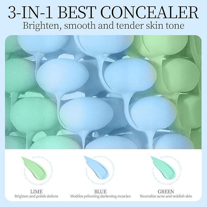 TBTFW 3 In 1primer for Face Before Makeup, One Step Color Corrector, Oil Control Waterproof & Sweat-Proof, Suitable for All Skin Types