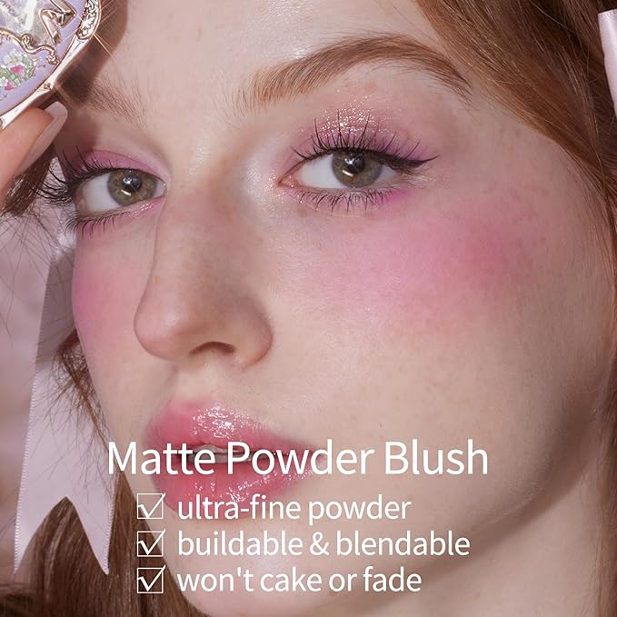 Flower Knows Violet Strawberry Rococo Embossed Blush G02 Little Cranberry+Butterfly Cloud Collar Angled Powder Brush Frosty Wisteria