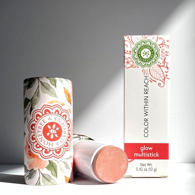 Honeybee Gardens Color Within Reach MultiStick, Glow, Pinky Peachy Nude, Multipurpose Makeup, Natural Glow, Easy Application, Vegan, Cruelty-Free, Net Wt. 0.2 oz