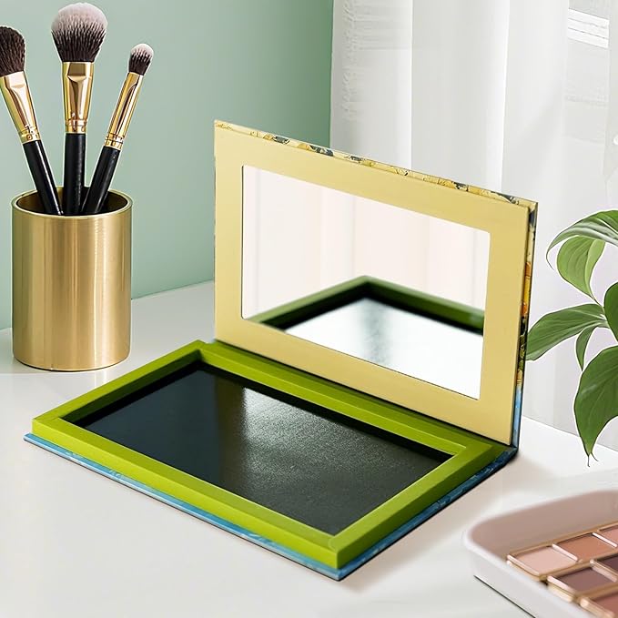Magnetic Makeup Palette DIY Empty Eyeshadow Lipstick Palette with Mirror 3D Finish Surface Paper Makeup Organizer (Desert Star)