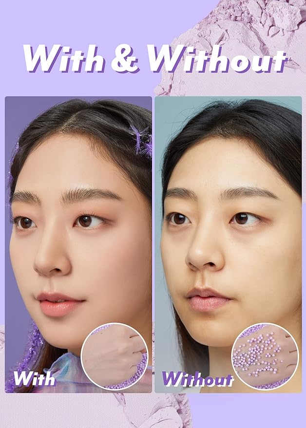I'M MEME Compact - Purple Cotton Tone Control Pact 0.33 Oz + NOONI Korean Facial Clenaser - Snowflake Whipping Cleanser 5.07 Fl Oz Bundle