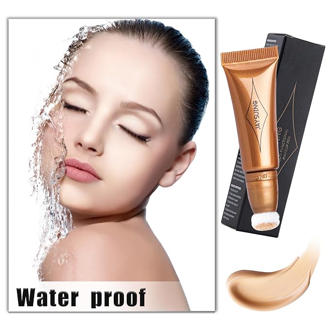 Liquid Bronzer Stick Cream Contour Wand Highlighter Stick with Cushion Applicator Concealer Stick Contour Beauty Wand Long Lasting Highlighter Contour Wand(#04 Champagne Gold Highlighter)