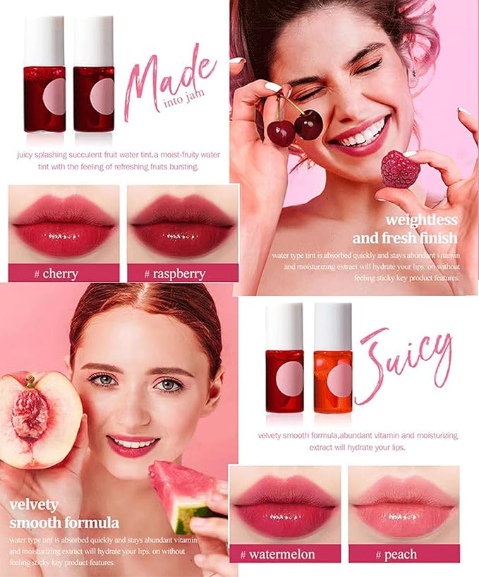 Lip Tint Stain Set, Long Lasting Lip Makeup, Gloss bling Non-sticky (2 Colors A)