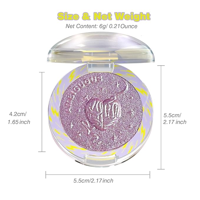 Glitter Sparkly Face Highlighter Makeup Palette Shimmer Radiant Glow Illuminator Iluminadores de Maquillaje 6g (03 Aurora Purple)