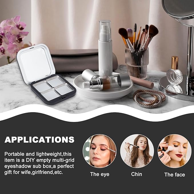 NICENEEDED 2 PCS Blush Pallet Makeup, Empty Eyeshadow Palette, DIY Lipstick Lip Balm Blusher Containers Refillable Makeup Storage Case Box with Mirror Magnetic Pallet for Makeup