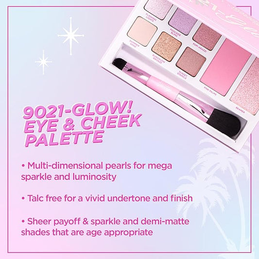 Petite 'n Pretty Everyday At First Glow Makeup & Featherlight Clear Mascara Set for Kids, Teens, & Tweens - Natural 3-in-1 Palette with Lip Gloss, Dual Purpose Brow & Lash Gel, Non-Toxic