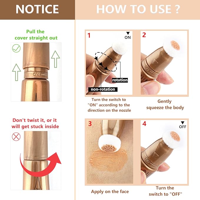 Liquid Bronzer Stick Cream Contour Wand Highlighter Stick with Cushion Applicator Concealer Stick Contour Beauty Wand Long Lasting Highlighter Contour Wand(#04 Champagne Gold Highlighter)