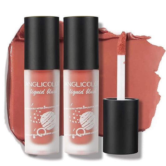 Matte Liquid Blush, 2pcs#03 Rose Tea, Lightweight, Highly Pigmented, Vegan & Cruelty Free, Palette