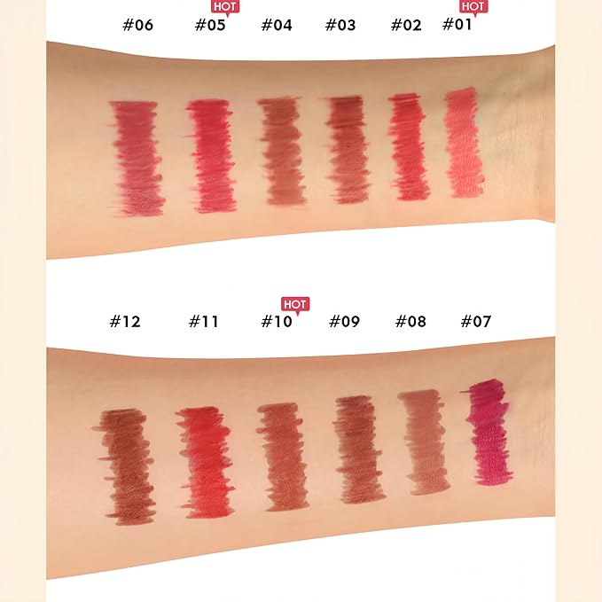 12 PCS Lip Liner Makeup Set, High Pigmented Matte Finish Series Lip Liners Pen Kit for Women, Waterproof & Smudge-Proof Lip Makeup Pencil Set