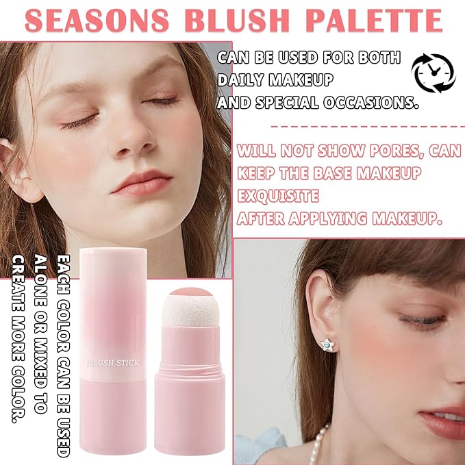 Matte Contour Blush Stick for Cheeks and Face - Buildable Shimmer Facial Blusher Shades - Blendable Cosmetic Makeup 04