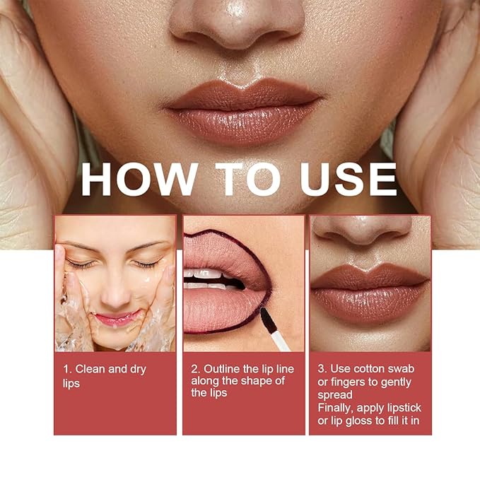 3Pcs Matte Lip Stain Peel Off Lip Liner Tattoo Set,Waterproof,Smudge-Proof,Peel Off Lip Stain Tattoo, Long-Lasting Lip Gloss,Matte Nude Liquid Lipstick Lip Tint