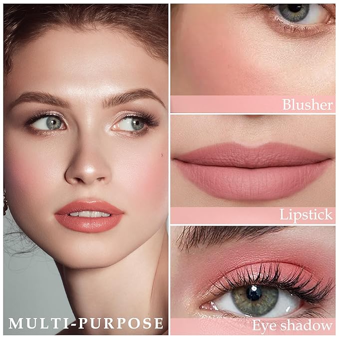 Boobeen Double-Head Cream Blush Stick - Lightweight Long-Lasting Color Natural Makeup Stick for Cheek, Lip and Eye - Dewy Finish for All Skin Tones