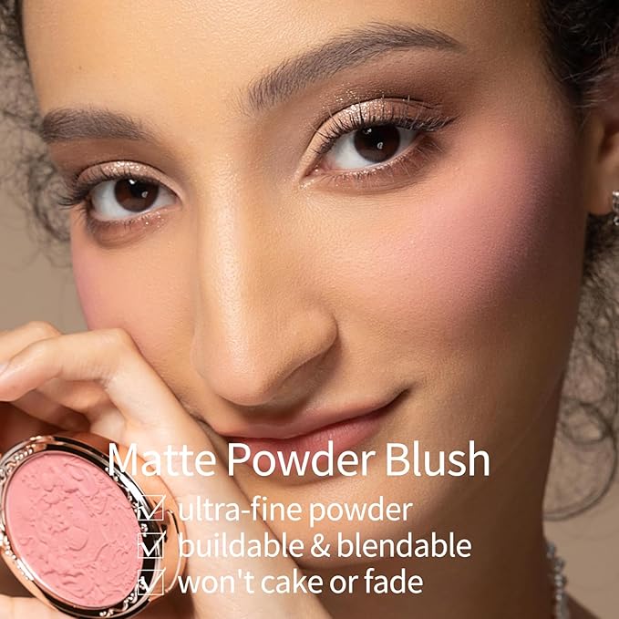 Flower Knows Strawberry Rococo Embossed Blush 03 Classic Ballet+Butterfly Cloud Collar Angled Powder Brush Frosty Wisteria