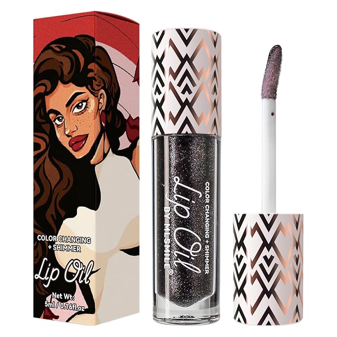 Boss Up Color Changing Lip Oil, Shimmering Temperature Color Changing Lip Gloss Tinted Lip Stain, Long Lasting Nourishing Moisturizing Lip Glow Oil for Lip Care (06#)