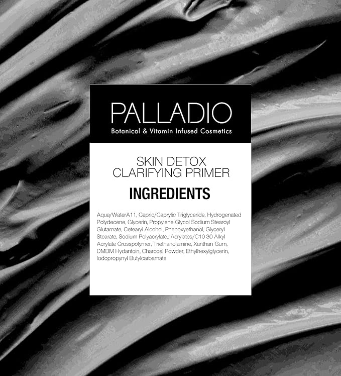 Palladio Skin Detox Clarifying Face Primer with Charcoal, creates a smooth base for makeup application, protects skin, provides long wear flawless glam look, 1 ounce
