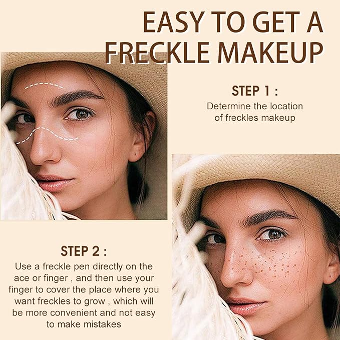 Freckles Pen, 2 Color Natural Freckles Pens Waterproof Long-Lasting Quick-Dry Pen, Easy Makeup Tool For a Natural Sun-kissed Makeups, Chestnut&Dark Brown