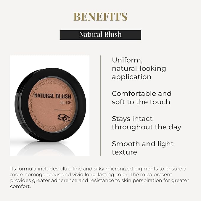 SALERM - Compact Powder Blush - Natural Blush - 8 g - Tone Chocolate - Natural-Looking Blush - Long-Lasting - Soft and Lightweight Texture - Buildable Coverage