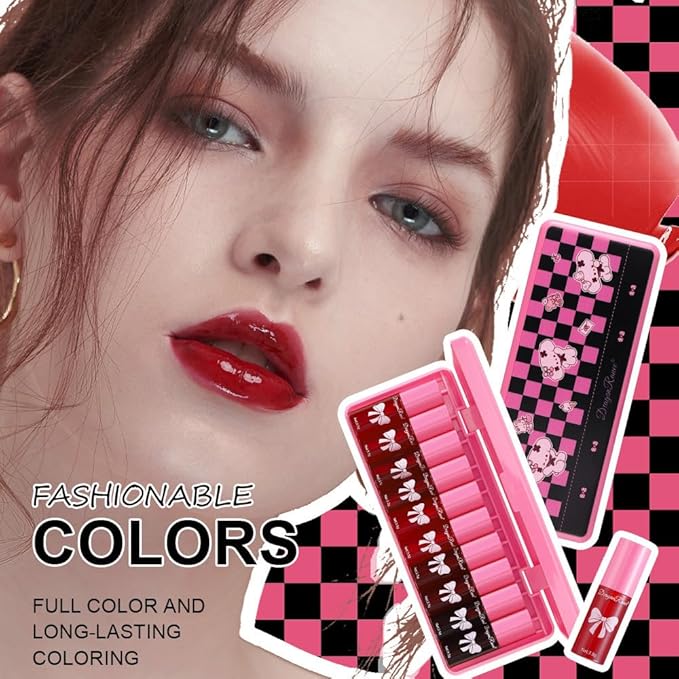 10 Colors Lip Tint, Color Tinted Lip Stain, Moisturizing Lip Balm Liquid Lipstick Makeup Hydrating Long Lasting Lip Gloss Multi-Use Lip Cheek Face Tint