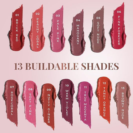 Organic Creamy Matte 3 in 1 Lip & Cheek Tint, Blush For Women - SLS,Chemical & Paraben Free - 0.14 fl. oz. (Peachy coral)