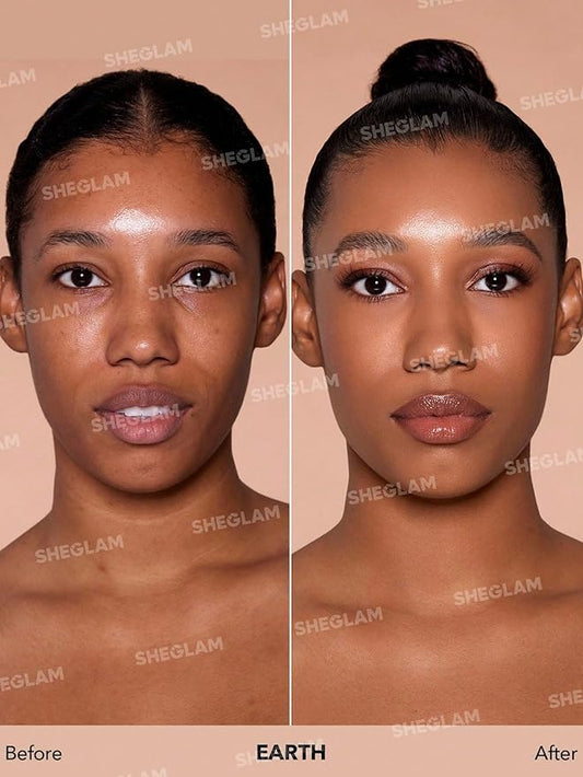 SHEGLAM Skinfinite Hydrating Foundation Flawless Dewy Foundation Hydrating Coverage Invisible Pore Concealer Pore-less Non-Greasy Lightweight Natural Soft Liquid Foundation-Earth