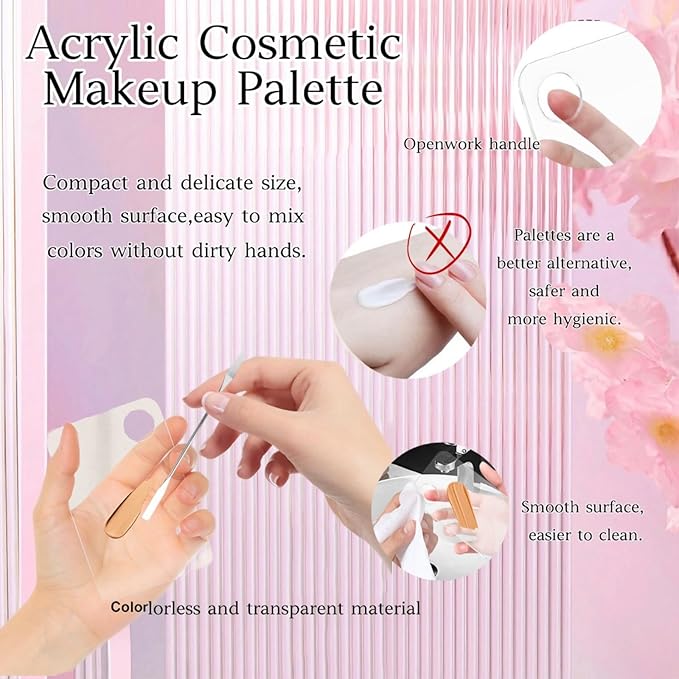 2 Pcs Acrylic Cosmetic Makeup Palette with 2 Spatula,Foundation Palette,Makeup Mixing Palette for Foundation Eye Shadow Lipsticks Nail Art