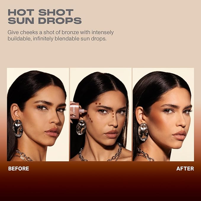 Morphe Hot Shot Sun Bronzing Drops - Waterweight Liquid Bronzer Drops with Niacinamide for Glowing Skin, Hydration & a Natural Radiant Finish - Fire Sign (1 Fl Oz)