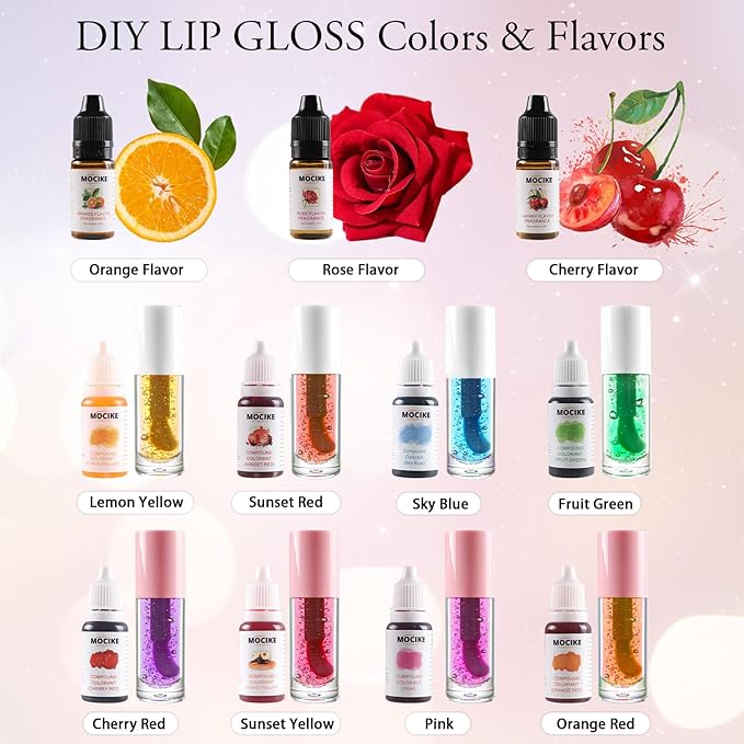 MOCIKE DIY Lip Gloss Making kit for Girl - 52 PCS DIY Lip Gloss kit Make Your Own Lip Gloss