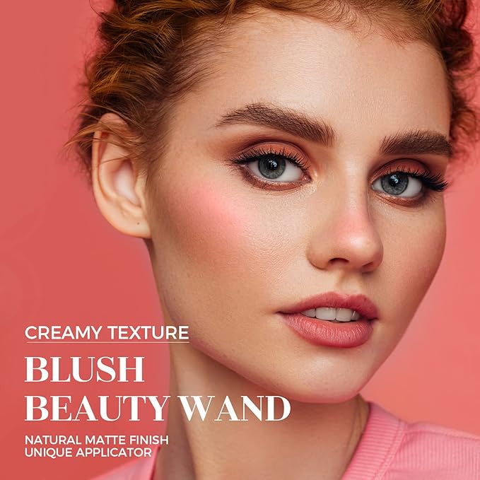 Blush Beauty Wand, Liquid Face Blusher Stick with Cushion Applicator, Long Lasting Smooth Natural Matte Finish, Lightweight Blendable Super Silky Cream Blush Stick (02# Blush)