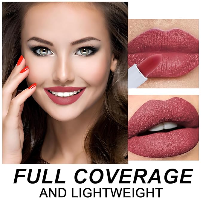 Matte Bullet Long Wear Lipstick - Vegan and Cruelty-Free - Smudge and Waterproof Matte Lipstick with Moisturizing Formula - All Day Comfort - (Bold Garnet #08)