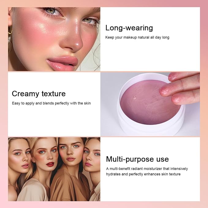 Miracle Lip & Glow Cream Blush Balm with Vitamin E, Beauty Cream Blush Create Lightweight & Shimmer Finish