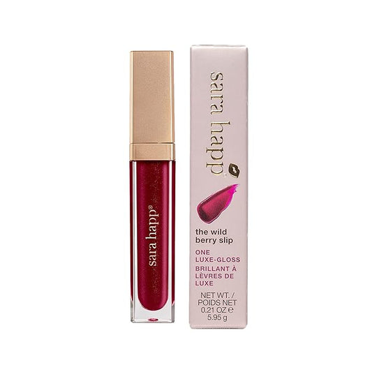 Sara Happ Wild Berry Slip Luxe Gloss with Subtle Shimmer - High-Impact Shine & Long-Lasting Wear, Nourish, Hydrate, and Heal Your Lips, 0.21 fl. oz.