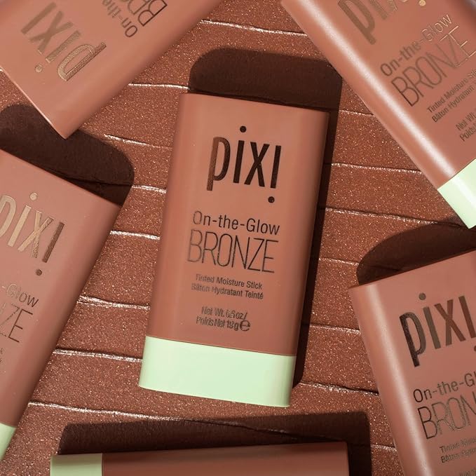 Pixi On-the-Glow Bronze - BeachGlow, Hydrating Tinted Moisture Bronzer Stick with Ginseng, Aloe Vera & Fruit Extracts, For Cheeks & Lips, 19g / 0.6oz, Paraben-Free
