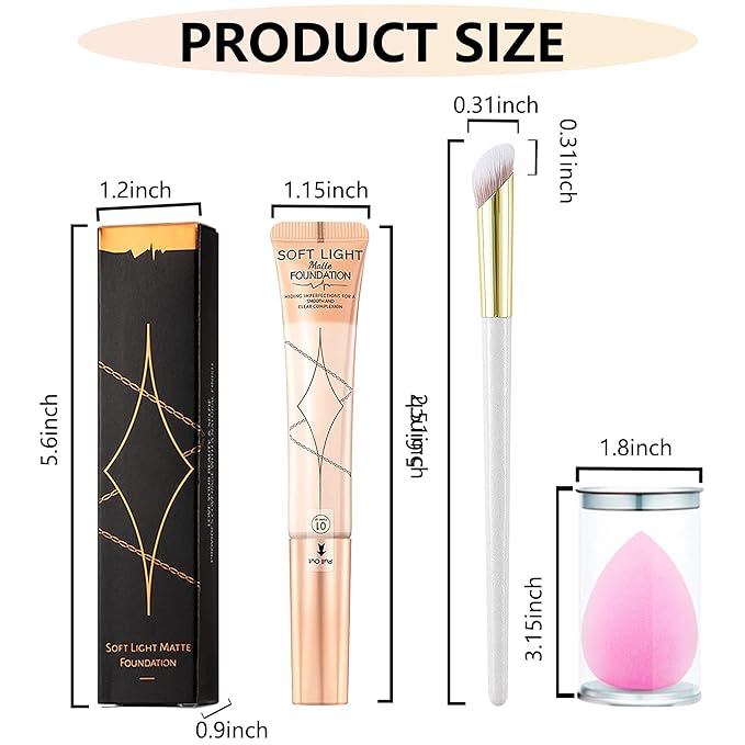 Foundation Beauty Wand Kit,Long-lasting Waterproof Matte Concealer Foundation Cream,Cover Face Pores Spots Silky Breathable Foundation Stick,Valentine's Day Makeup Gift Set for Women-03Natural