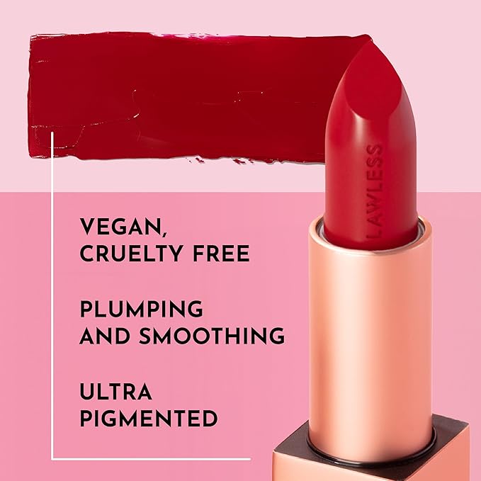 Forget the Filler Lip-Plumping Line-Smoothing Satin Cream Lipstick, Whos That Lady, Red, 0.1 Ounce